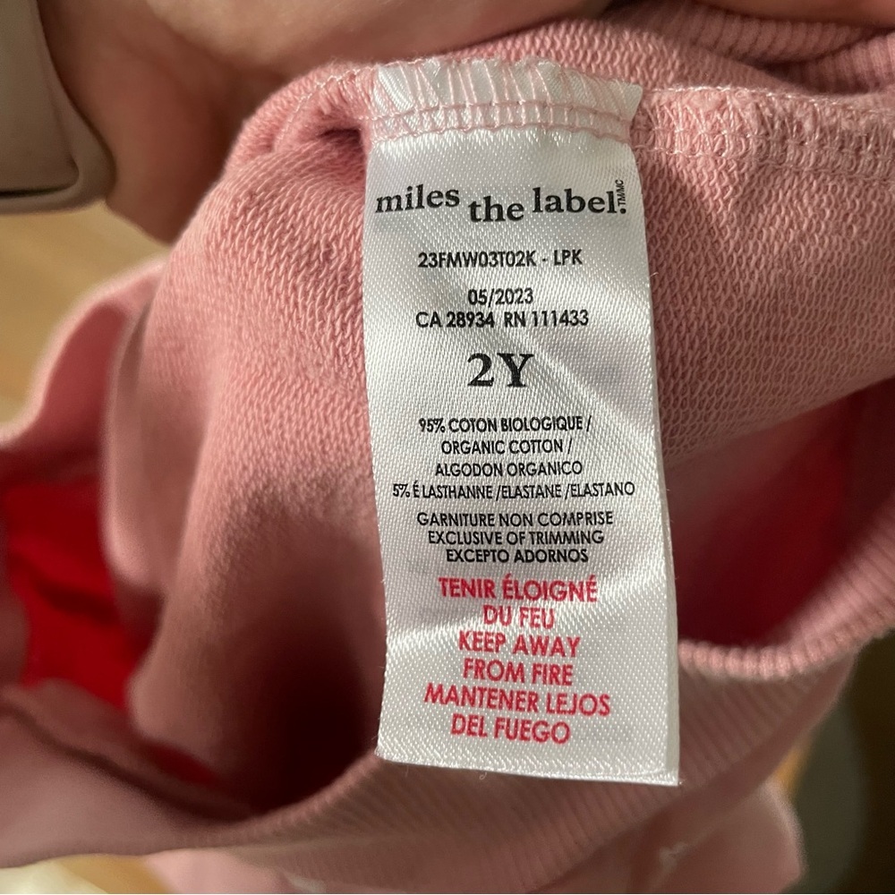 Miles the Label Pink Crew Neck Ruffle Hoodie Ballerina Print on Rose Sweatshirt - Picture 5 of 5